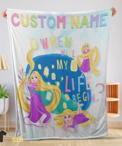 Original Disney Long Hair Princess Rapunzel Princess Blanket Fleece Customized Blanket