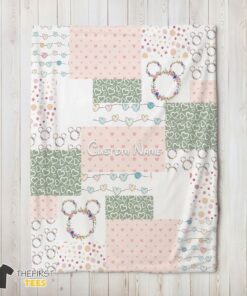 Original Disney Mickey Logo Heart Texture Blanket Fleece Customized Blanket