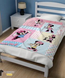 Original Disney Minnie Mouse Patchwork Pattern Blanket Fleece Customized Blanket - Image 3