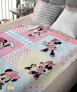 Original Disney Minnie Mouse Patchwork Pattern Blanket Fleece Customized Blanket - Image 4