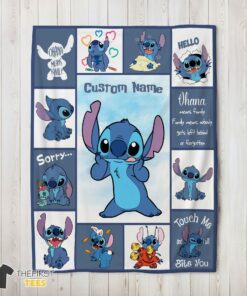 Original Disney Playful Stitch Collage Blanket Fleece Customized Blanket