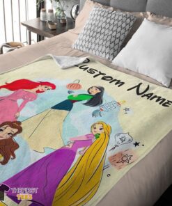 Original Disney Princess Ariel Mulan Rapunzel Belle Princess Blanket Fleece Customized Blanket - Image 4