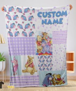 Original Disney Winnie The Pooh Friends Collage Poster Blanket Fleece Customized Blanket
