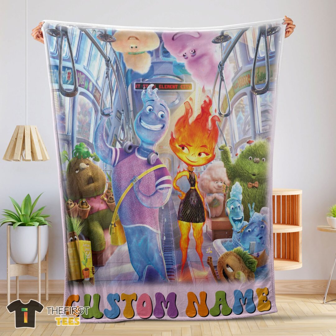 original-elemental-characters-ember-lumen-wade-with-friends-blanket-fleece-customized-blanket-mk-01 Original Elemental Characters Ember Lumen Wade With Friends Blanket Fleece Customized Blanket