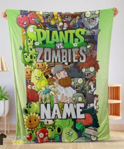 Original Game Plants Vs Zombies All Character Blanket Fleece Customized Blanket