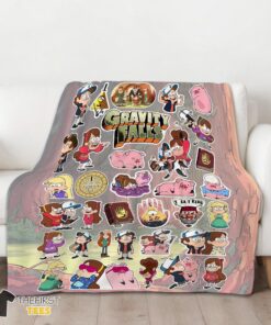 Original Gravity Falls Dipper Mabel & Waddles Sticker Collage Blanket Fleece Customized Blanket - Image 3