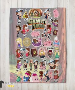 Original Gravity Falls Dipper Mabel & Waddles Sticker Collage Blanket Fleece Customized Blanket