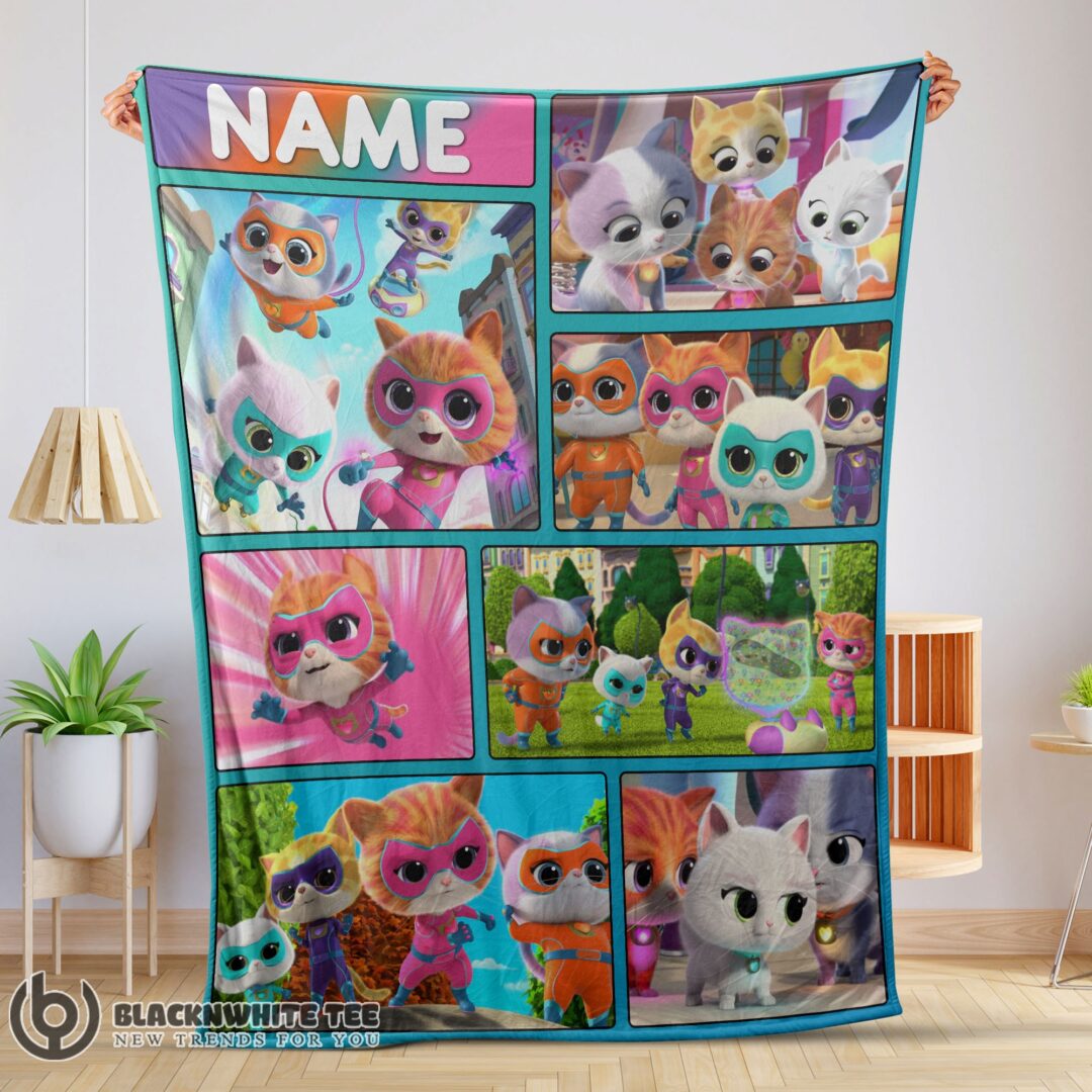 Original Happy Cute Disney Cartoon SuperKitties With Friends Blanket Fleece Customized Blanket-mk-01 (1)