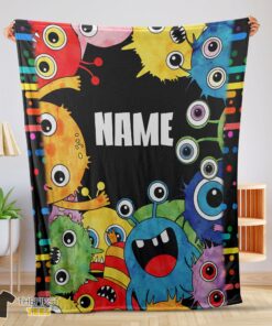 Original Happy Monster Coloring Blanket Fleece Customized Blanket