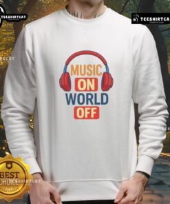 Original Headphone Music On World Off Sweatshirt in gray, featuring a stylish graphic design and comfortable fit.