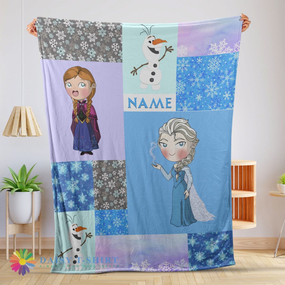 Original Hot Disney Cartoon Frozen Elsa Princess Anna Olaf Blanket Fleece Customized Blanket-mk-01 (1)
