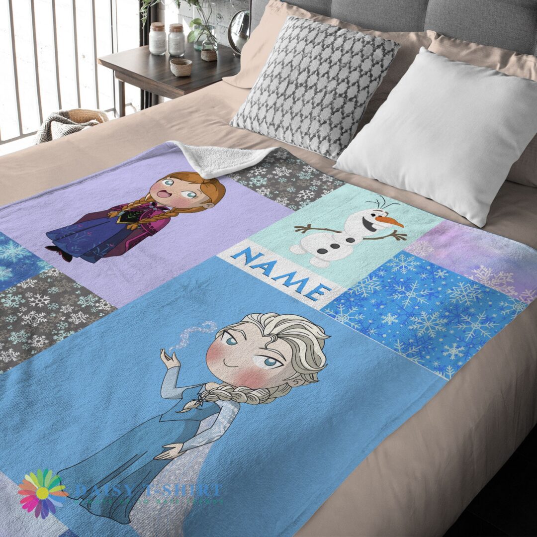 Original Hot Disney Cartoon Frozen Elsa Princess Anna Olaf Blanket Fleece Customized Blanket-mk-01 (3)