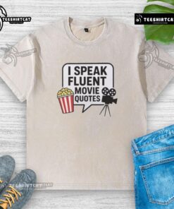 Alt Text: Original I Speak Fluent Movie Quotes washed t-shirt featuring a humorous design for film lovers.