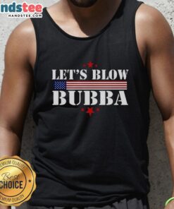Original Let's Blow Bubba Trump Tank Top featuring a bold graphic design and vibrant colors, perfect for casual summer wear.