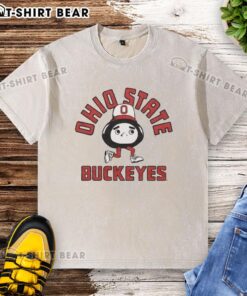 Alt Text: Original Ohio State Buckeyes Brutus mascot washed t-shirt in gray, perfect for fans and casual wear.