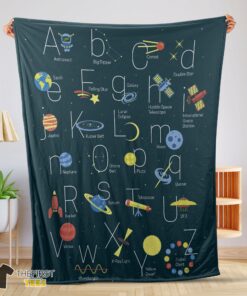 Original Outer Space Alphabet Poster Cute A To Z Astronomy Fleece Blanket
