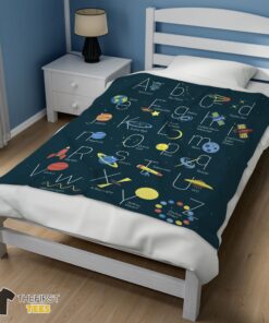 Original Outer Space Alphabet Poster Cute A To Z Astronomy Fleece Blanket - Image 3