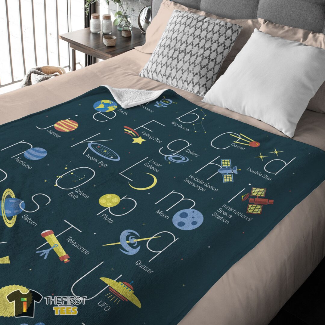original-outer-space-alphabet-poster-cute-a-to-z-astronomy-fleece-blanket-mk-03 Original Outer Space Alphabet Poster Cute A To Z Astronomy Fleece Blanket - Image 4