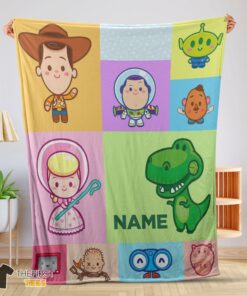 Original Pixar Toy Story Chibi Character Blanket Fleece Customized Blanket