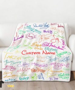 Original Playful Hand Writing Typography Vibrant Name Blanket Fleece Customized Blanket - Image 3