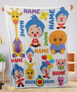 Original Plim Plim & Friends Collage Cute Blanket Fleece Customized Blanket