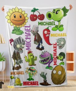 Original Pretty Plants Vs Zombies Characters Blanket Fleece Customized Blanket