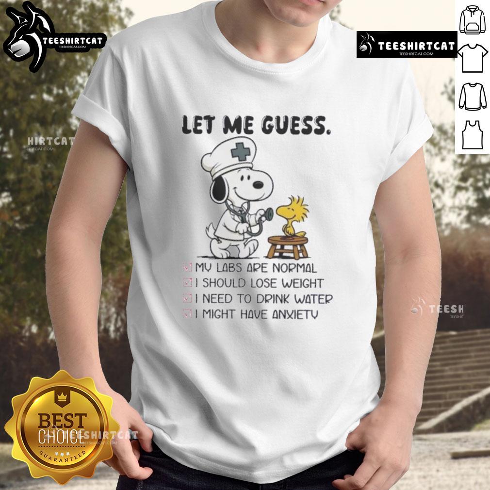original-snoopy-x-woodstock-nurse-let-me-guess-t-shirt-1 Alt Text: Original Snoopy X Woodstock Nurse Let Me Guess T-Shirt featuring iconic characters in playful nurse attire.