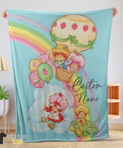 Original Strawberry Shortcake Cartoon With Friends Blanket Customize Blanket