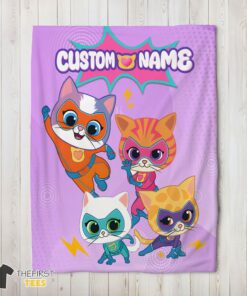 Original Super Kitties Assemble Feline Heroes In Action Blanket Fleece Customized Blanket