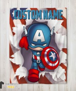 Original Superhero Marvel Avenger Chibi Captain America Blanket Fleece Customized Blanket