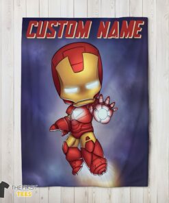 Original Superhero Marvel Avenger Chibi Iron Man Blanket Fleece Customized Blanket