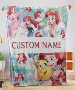 Original The Little Mermaid Blanket Ariel Princess Fleece Family Princess Customized Blanket