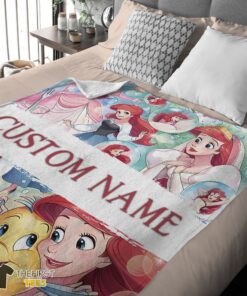 Original The Little Mermaid Blanket Ariel Princess Fleece Family Princess Customized Blanket - Image 4