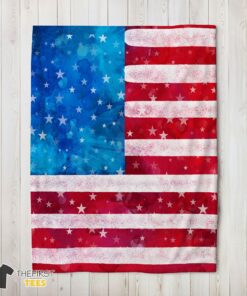 Original Watercolor American Flag Distressed USA Patriotic Blanket Fleece Blanket
