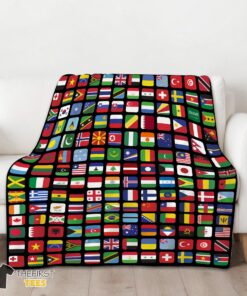 Original World Flags Grid Colorful International Countries Flag Blanket Fleece Blanket - Image 3