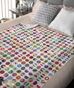 Original World Flags International Flags Collage Blanket Fleece Blanket - Image 4