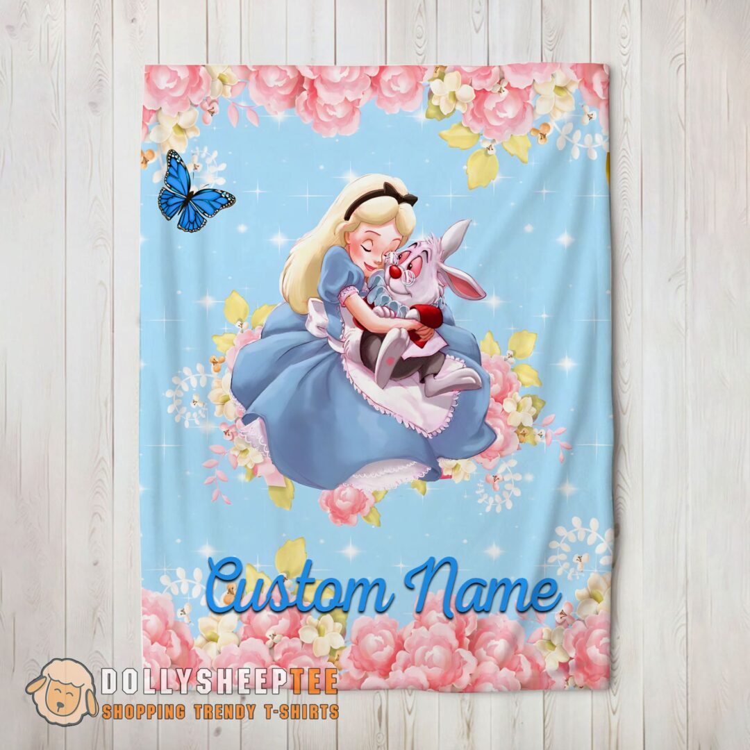 Perfect Cute Disney Alice & The White Rabbit Alice In Wonderland Blanket Fleece Customized Blanket-mk-01 (2)