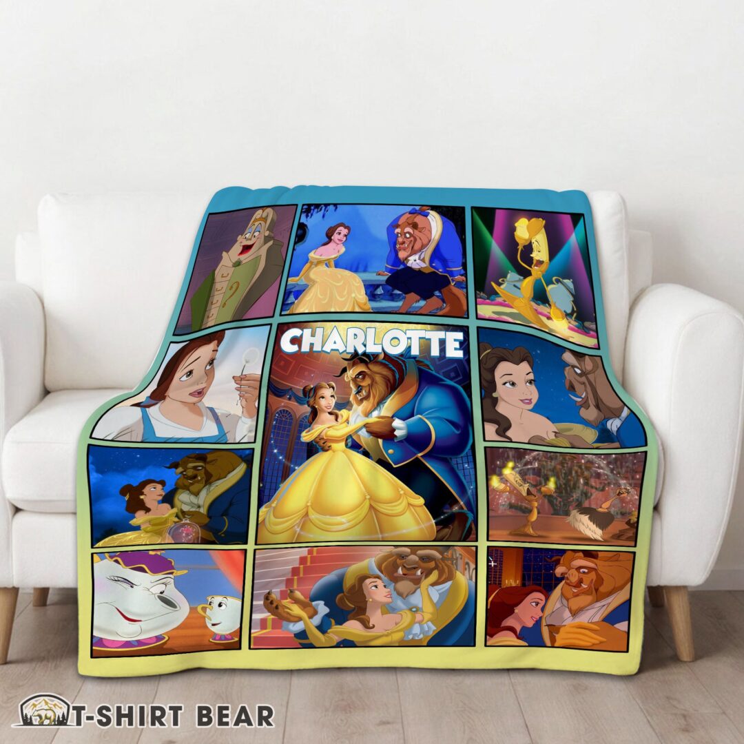 Perfect Cute Disney Beauty And The Beast Mystery To Love Collage Blanket Fleece Customized Bla-mk-01 (1)