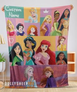 Perfect Cute Disney Cartoon All Princess Characters Blanket Fleece Customized Blanket