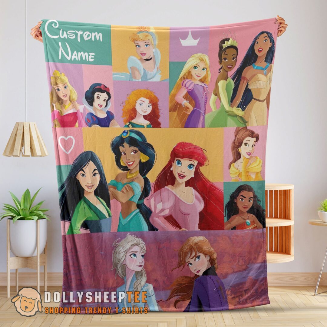 Perfect Cute Disney Cartoon All Princess Characters Blanket Fleece Customized Blanket-mk-01 (1)