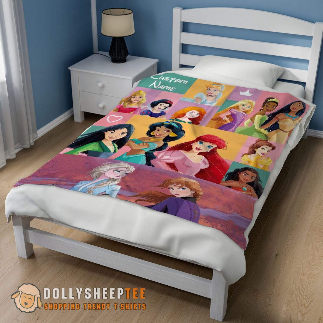 Perfect Cute Disney Cartoon All Princess Characters Blanket Fleece Customized Blanket-mk-01 (2)