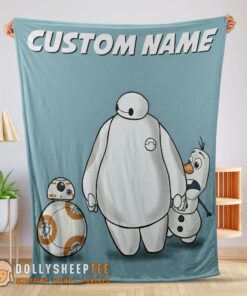 Perfect Cute Disney Cartoon Big Hero 6 Baymax With Friends Blanket Fleece Customized Blanket
