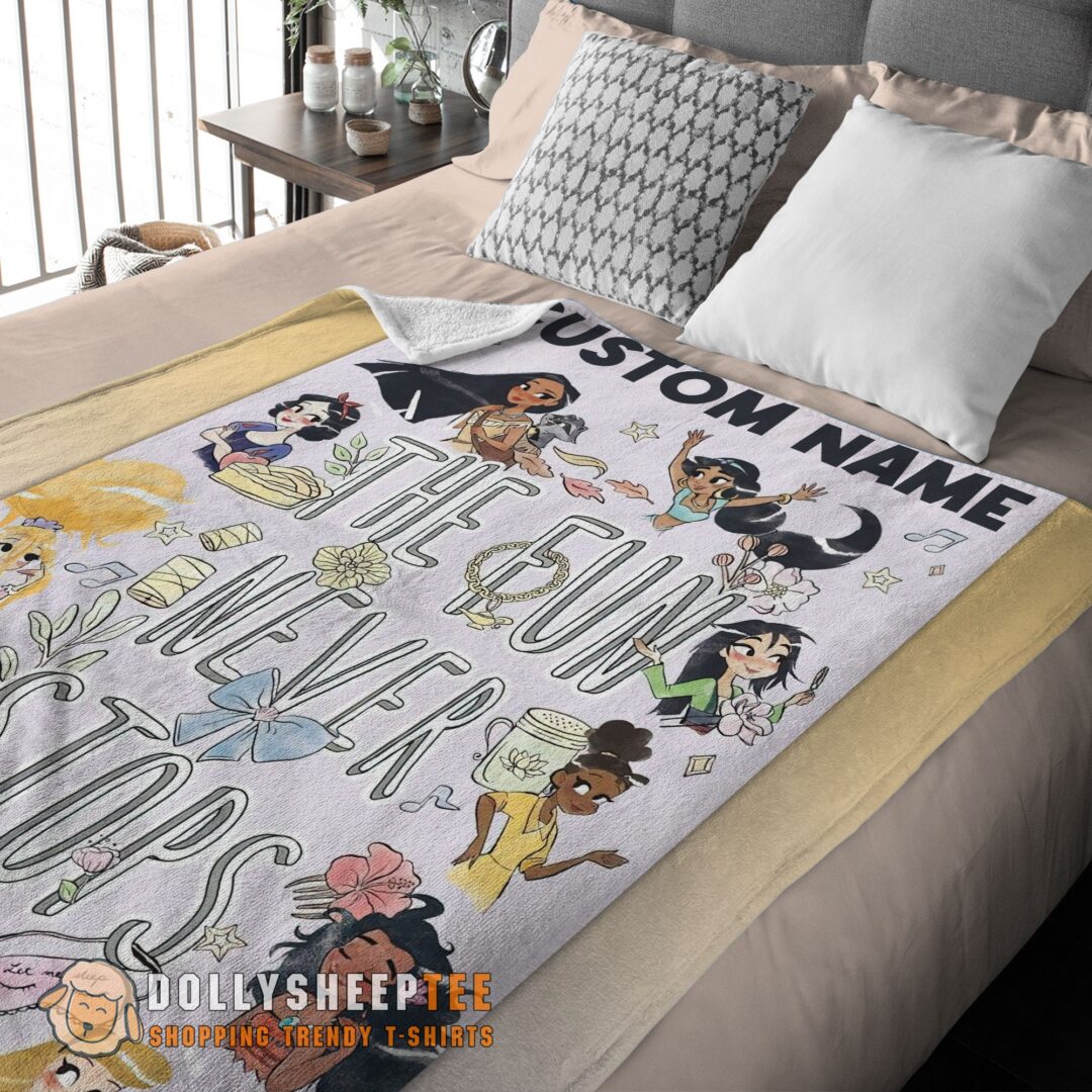 Perfect Cute Disney Princess The Fun Never Stops Blanket Fleece Customized Blanket-mk-01 (3)