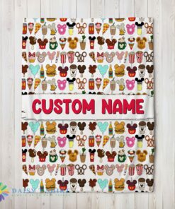 Perfect Cute Disney Snack Club Food Pattern Blanket Fleece Customized Blanket