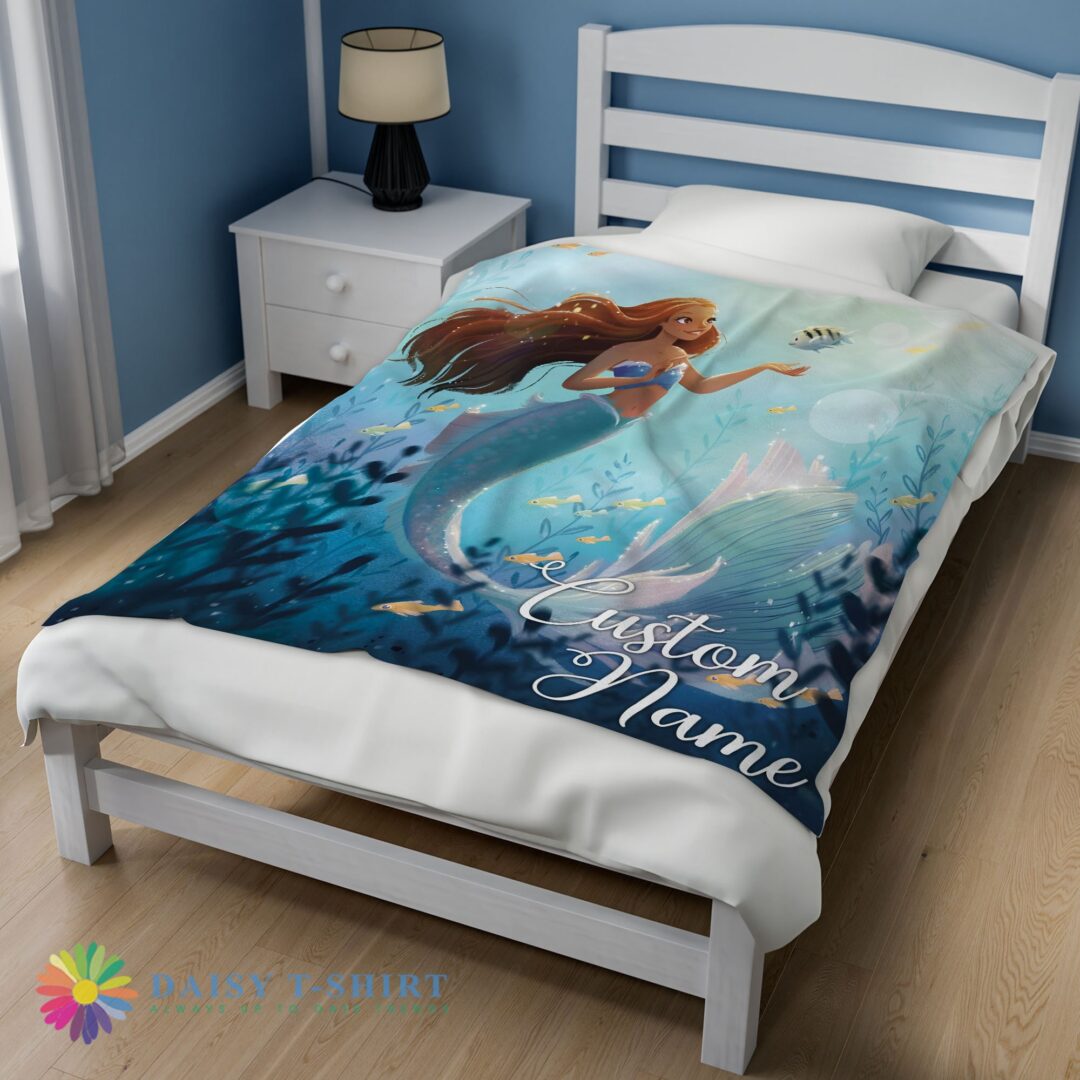 Perfect Cute Disney The Little Mermaid Ariel Princess Fleece Family Princess Customized Blanket-mk-02 (1)