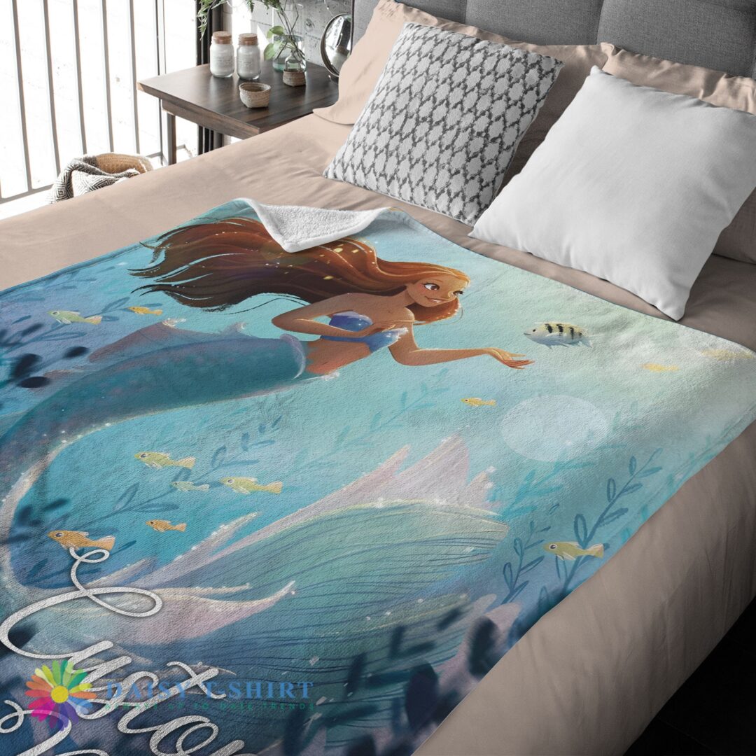 Perfect Cute Disney The Little Mermaid Ariel Princess Fleece Family Princess Customized Blanket-mk-02 (2)