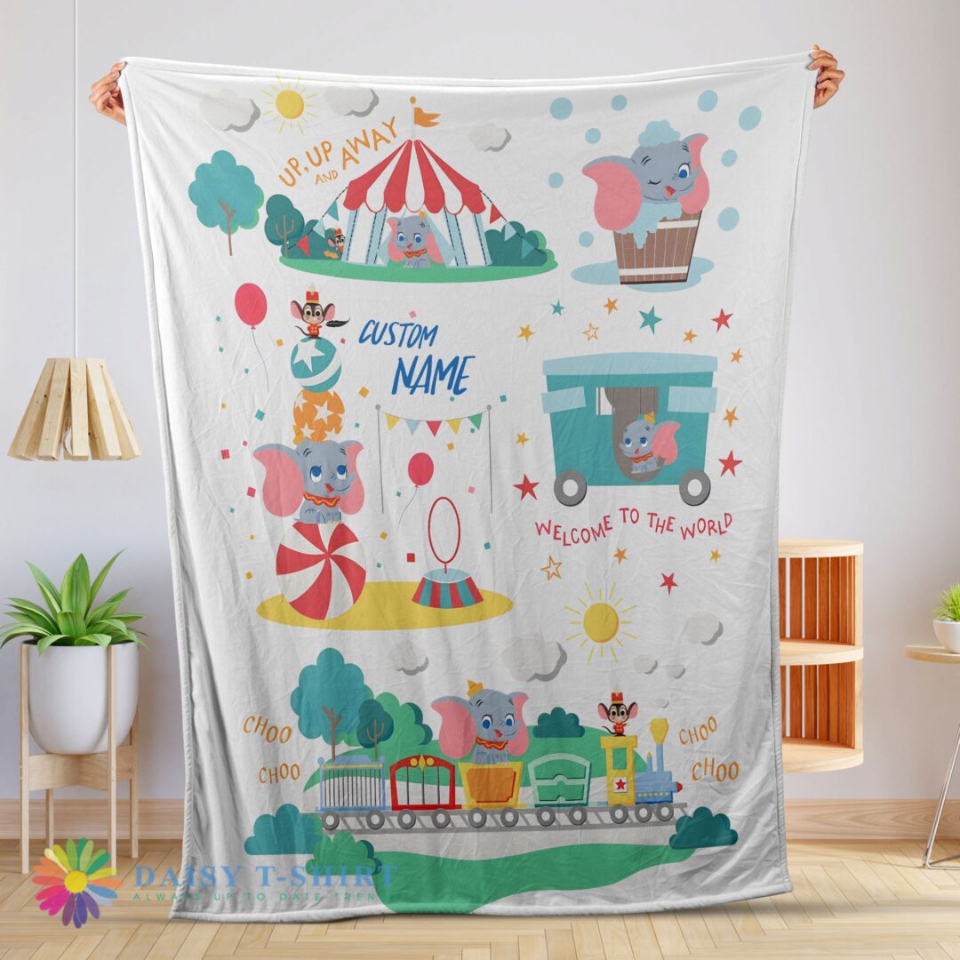 Perfect Cute Dumbo Personalized Minky Blanket Circus Elephant Nursery Blanket Fleece Customized Blank-mk-01 (1)