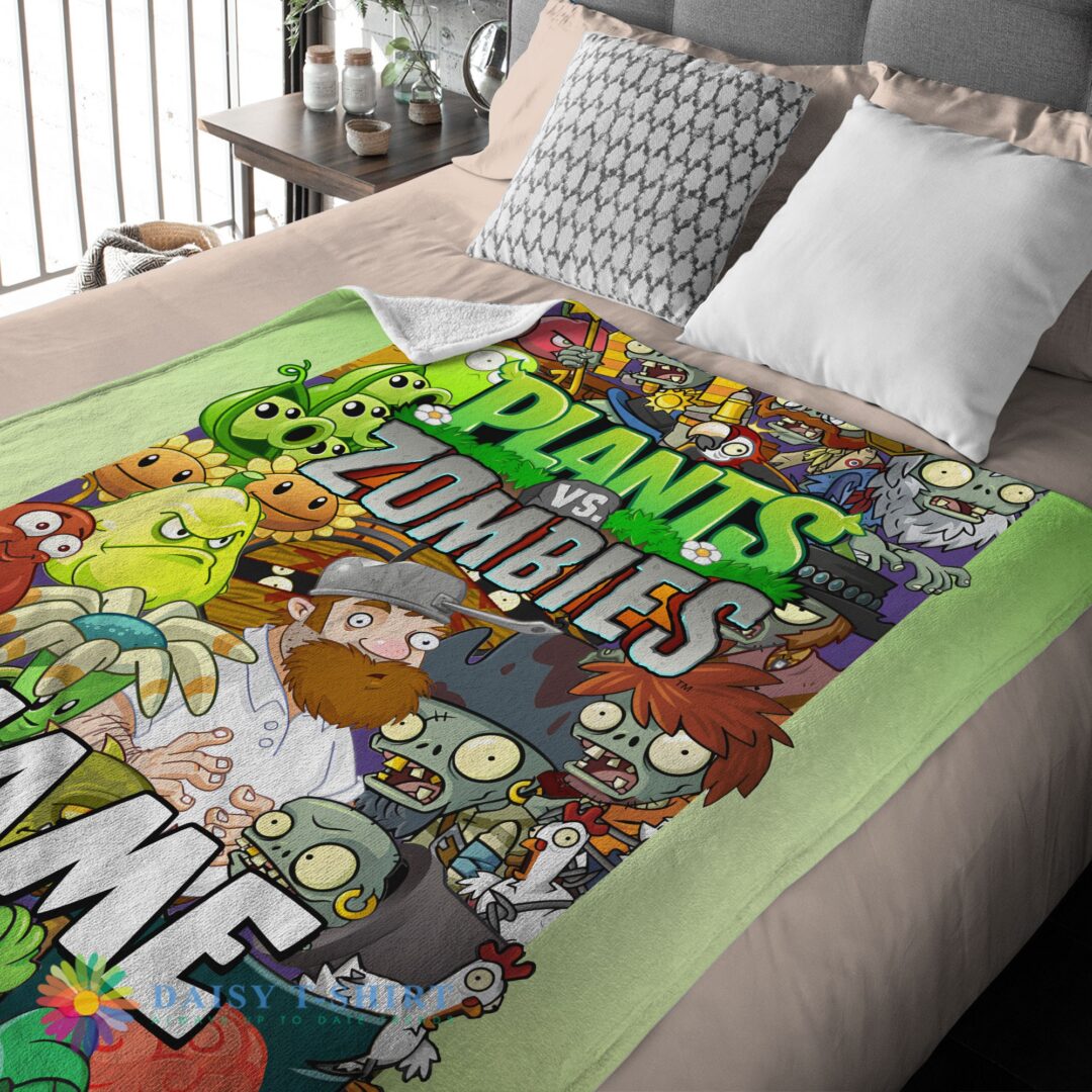 Perfect Cute Game Plants Vs Zombies All Character Blanket Fleece Customized Blanket-mk-03 (1)