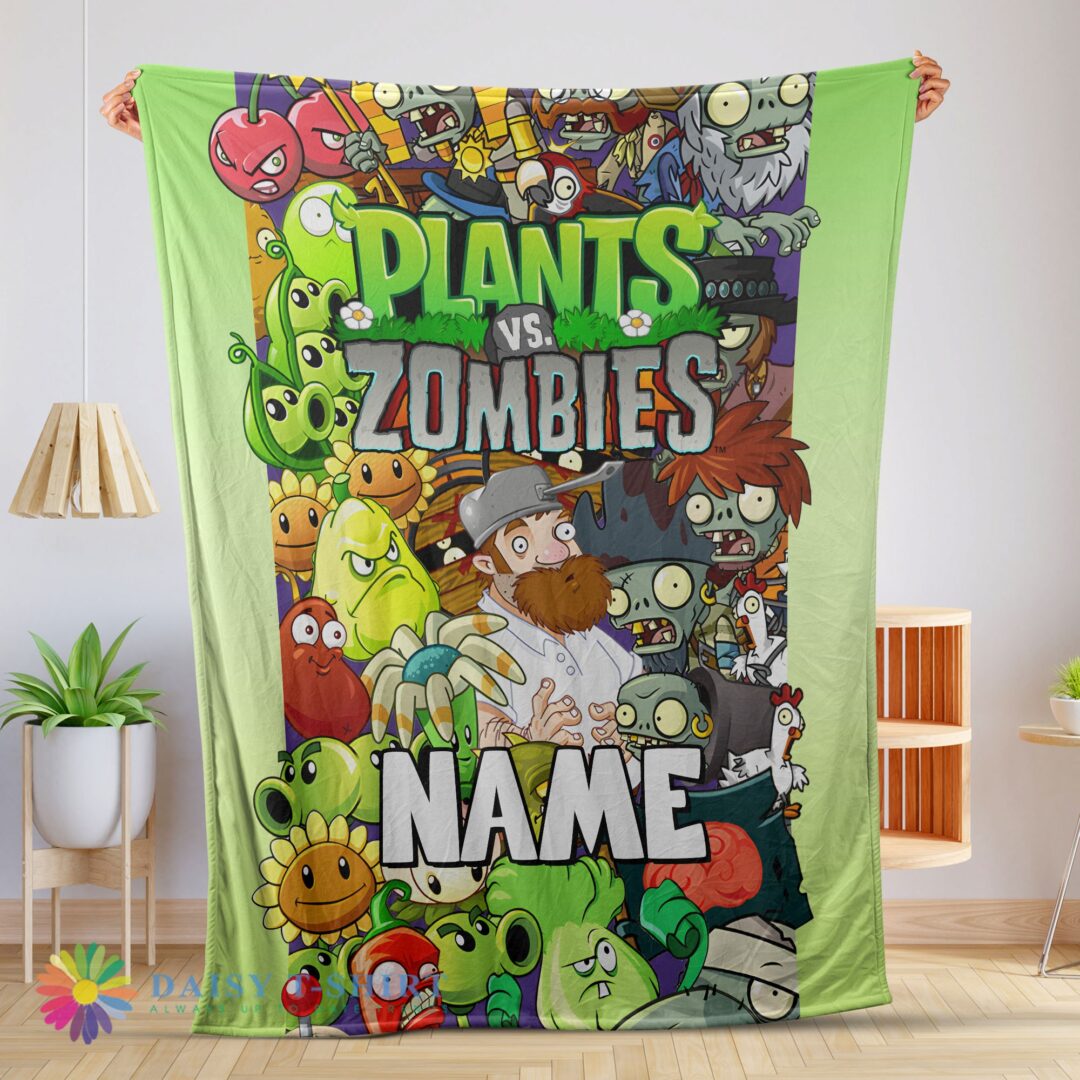 Perfect Cute Game Plants Vs Zombies All Character Blanket Fleece Customized Blanket-mk-03 (2)