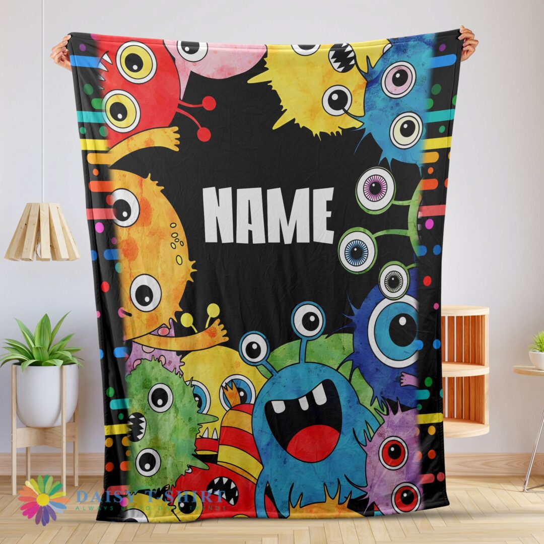Perfect Cute Happy Monster Coloring Blanket Fleece Customized Blanket